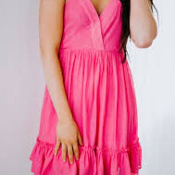 NEW IN PINK CRISS CROSS BACK NEW DRESS SIZE MED - Picture 2 of 9